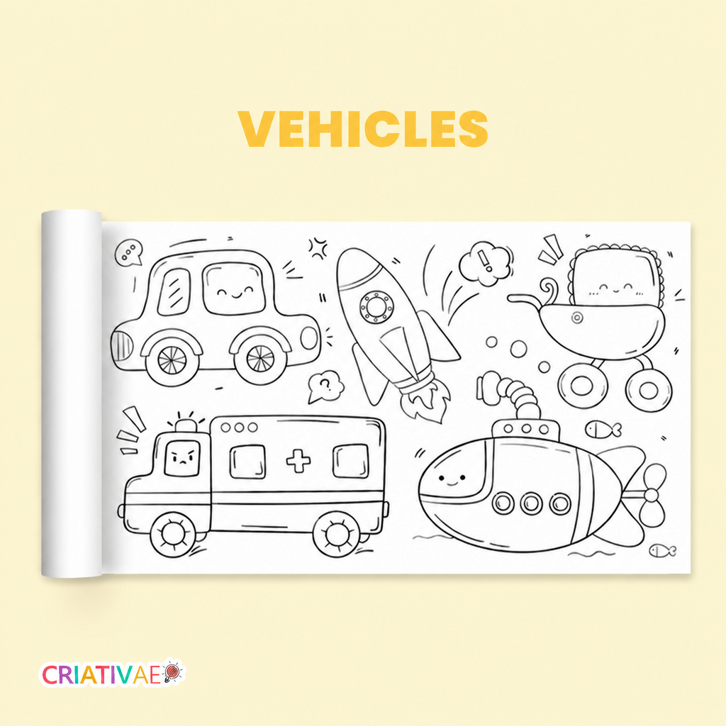 Coloring Roll Criativae - 10 Ft Sticky Coloring Paper Roll with 1000+ Drawings