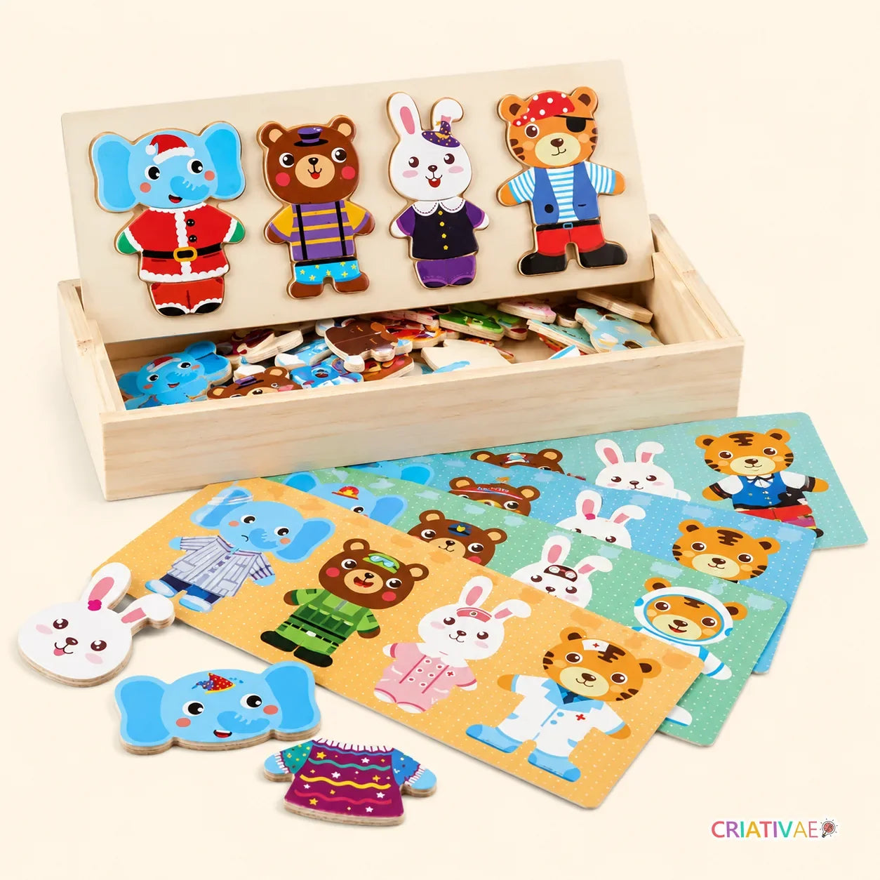 Animal Mix Criativae - 72 Piece Wooden Puzzle Kids Mix and Match