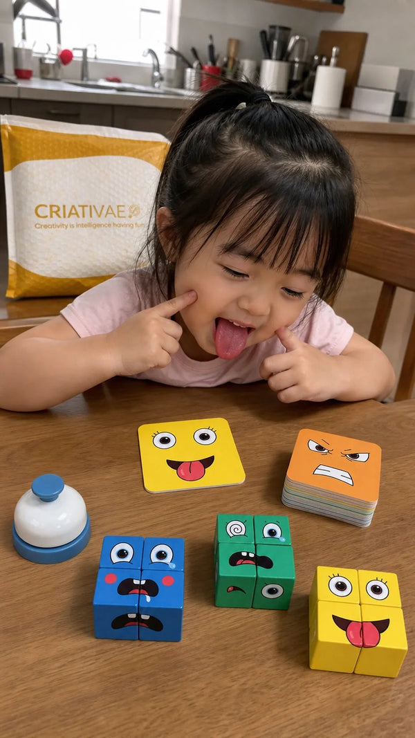 Mood Cube Criativae - Wooden Emotions Game for Kids