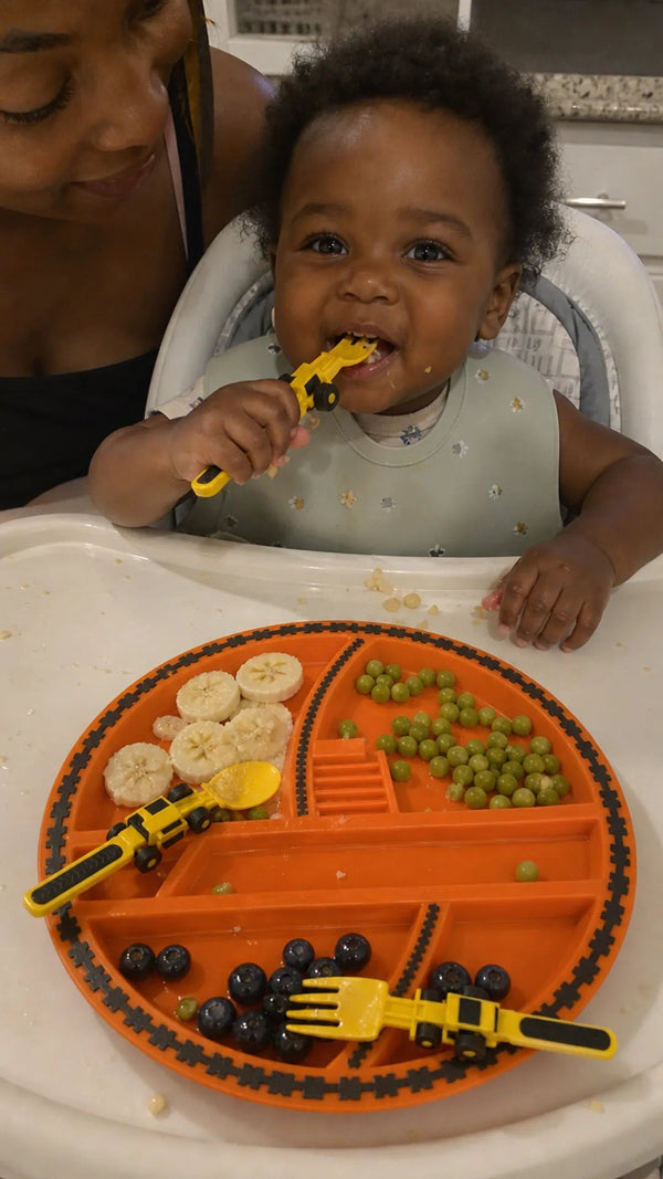 Tractor Spoon Criativae - Construction Truck Plate and Utensil Set for Toddlers