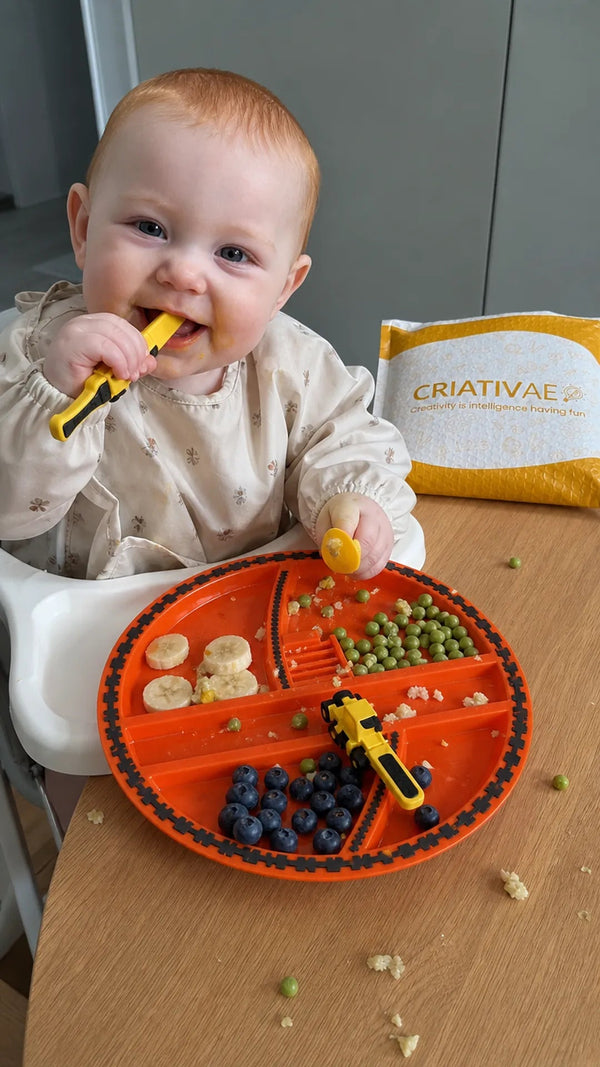 Tractor Spoon Criativae - Construction Truck Plate and Utensil Set for Toddlers