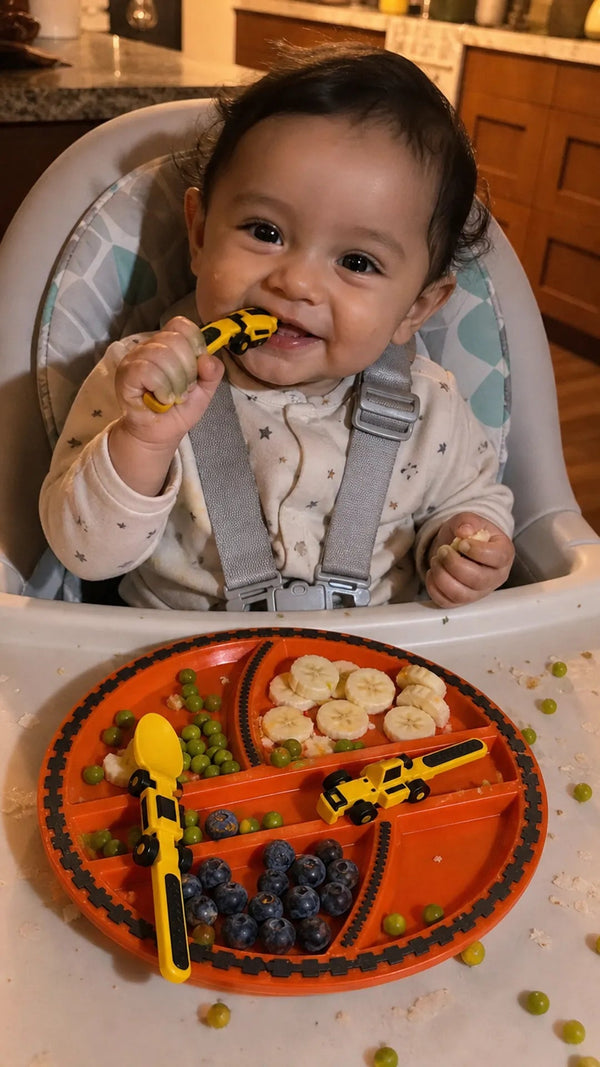 Tractor Spoon Criativae - Construction Truck Plate and Utensil Set for Toddlers