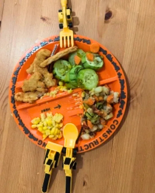 Tractor Spoon Criativae - Construction Truck Plate and Utensil Set for Toddlers