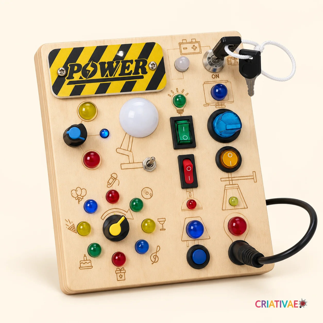 Busy Kids Criativae - Montessori Sensory Busy Board with Lights