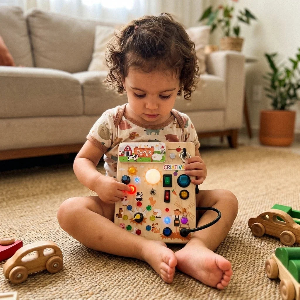 Busy Kids Criativaê - Montessori Sensory Busy Board with Lights