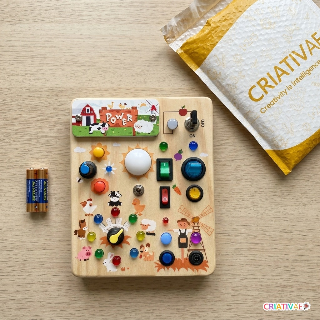 Busy Kids Criativaê - Montessori Sensory Busy Board with Lights