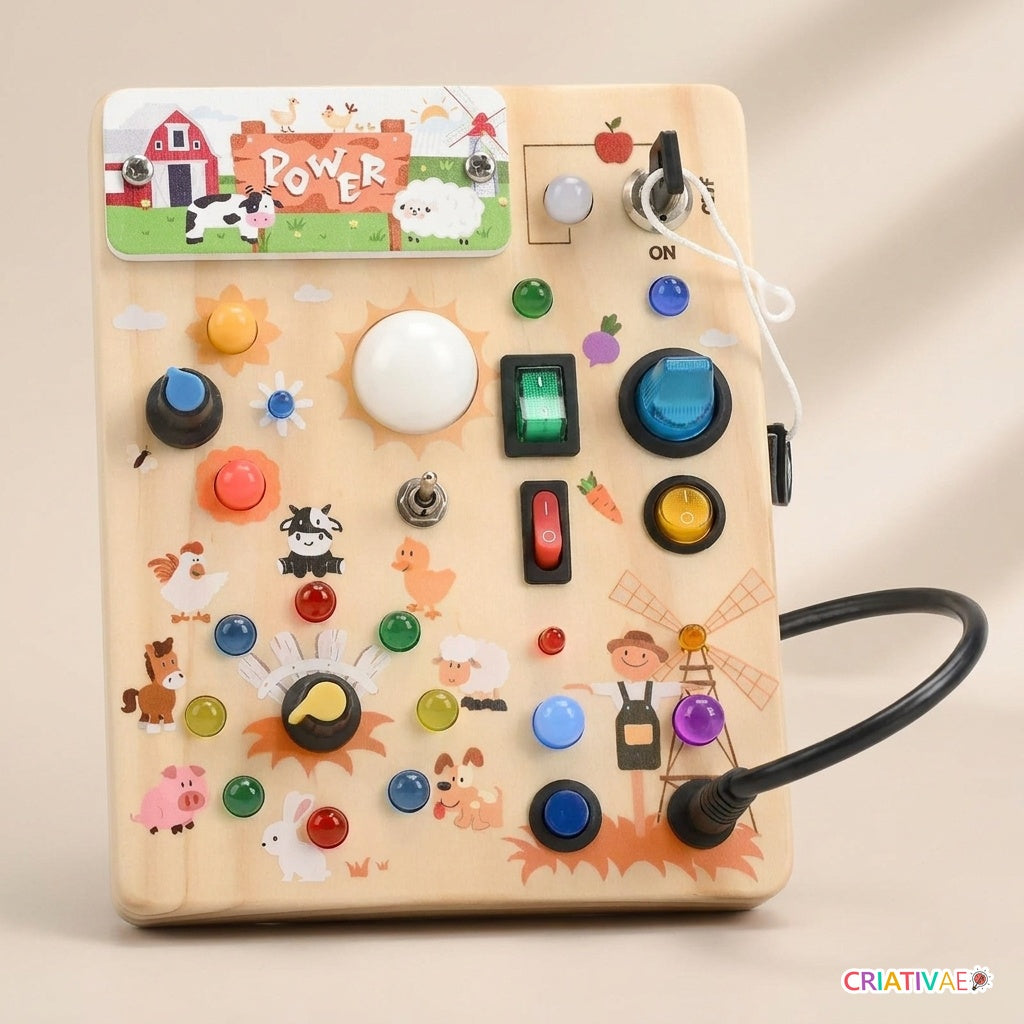 Busy Kids Criativaê - Montessori Sensory Busy Board with Lights