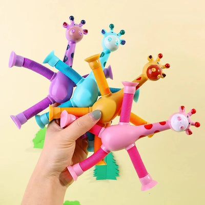 Giraffix Criativae - 4 Stretchy Sensory Giraffes With Suction Cups