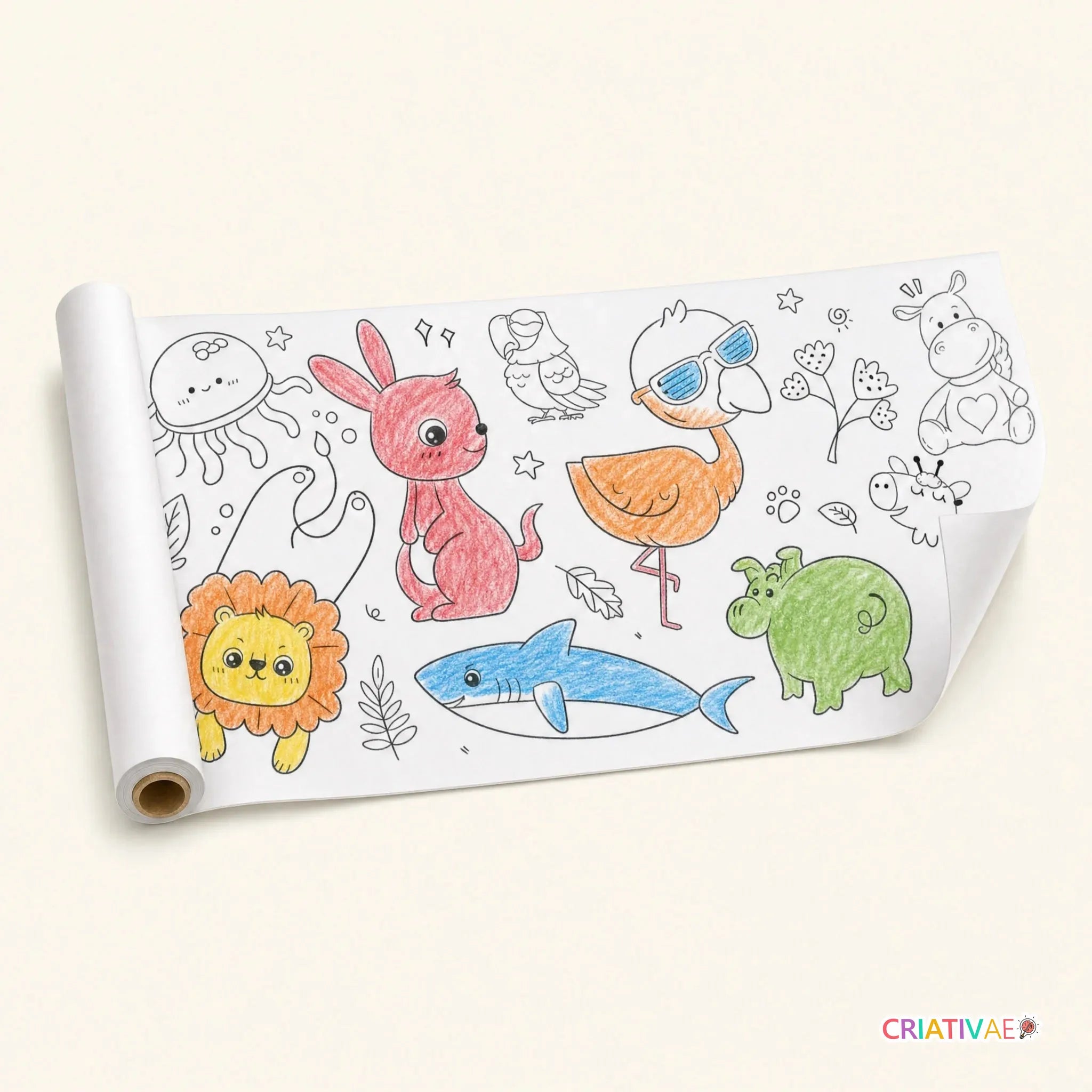 Coloring Roll Criativae - 10 Ft Sticky Coloring Paper Roll with 1000+ Drawings