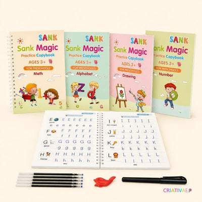 Magische herbruikbare oefenboeken voor handschrift Criativae – Set van 4