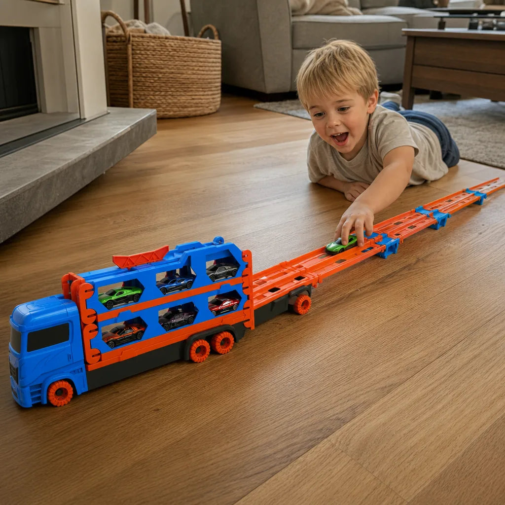 CegCar Blaster Criativae - Car Transporter Truck with Race Track