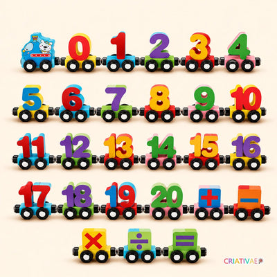 Number Train Criativae - Magnetic Wooden Counting Train 0 to 10