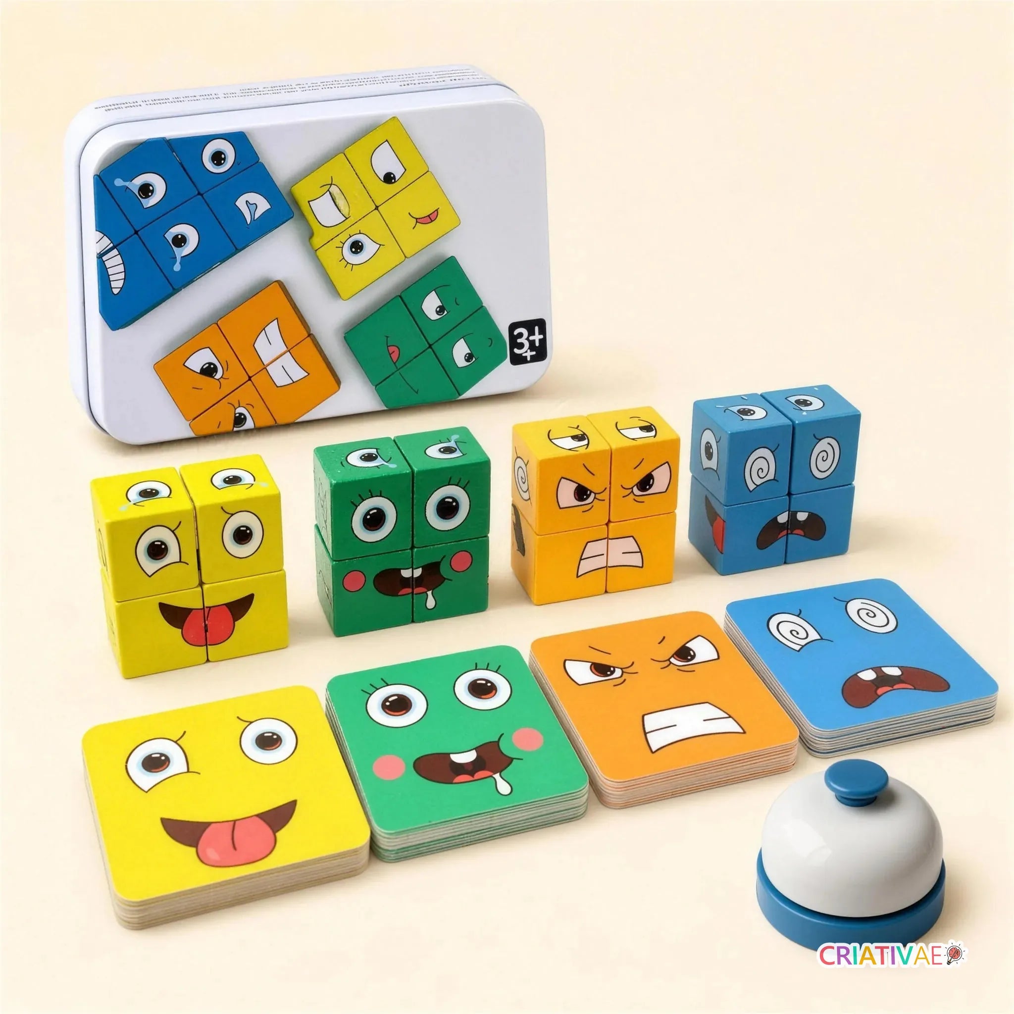 Mood Cube Criativae - Wooden Emotions Game for Kids