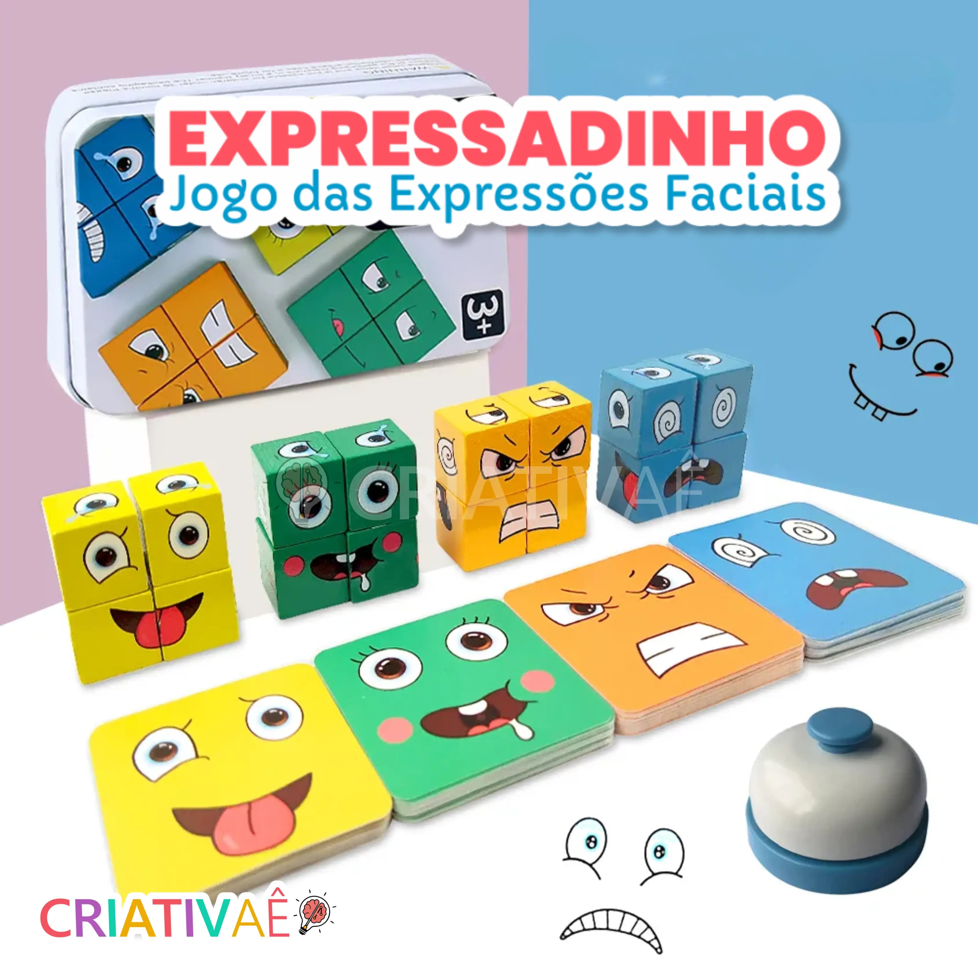 Mood Cube Criativae - Wooden Emotions Game for Kids