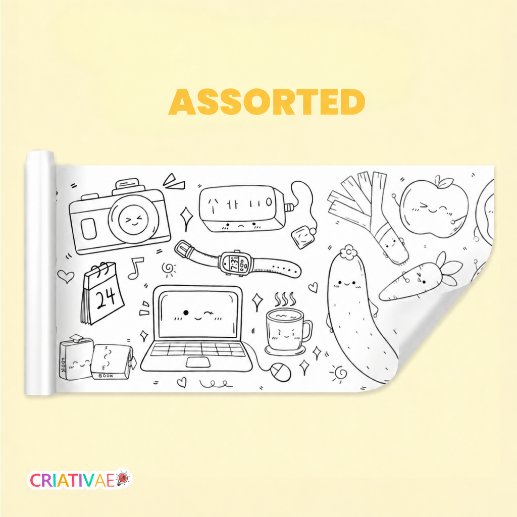 Coloring Roll Criativae - 10 Ft Sticky Coloring Paper Roll with 1000+ Drawings