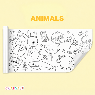 Coloring Roll Criativae - 10 Ft Sticky Coloring Paper Roll with 1000+ Drawings