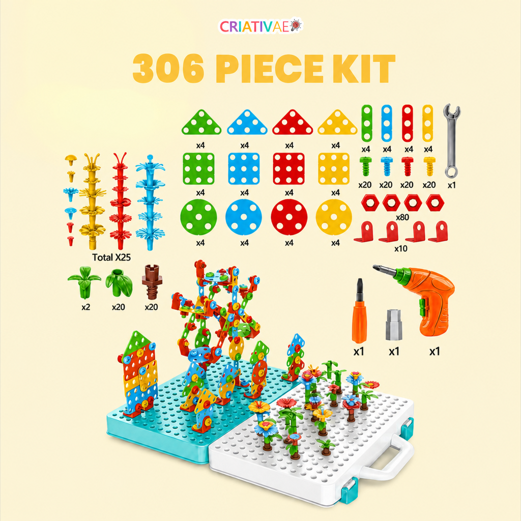 Tecto 3D Kit 2 - 306 piece kit contents (AI illustration)
