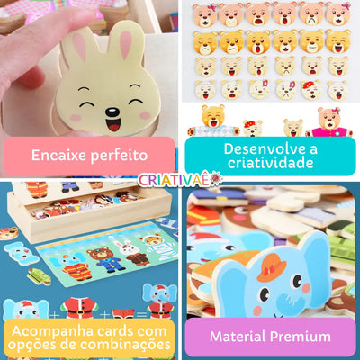 Animal Mix Criativae - 72 Piece Wooden Puzzle Kids Mix and Match
