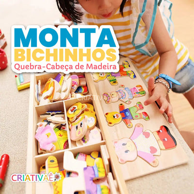 Animal Mix Criativae - 72 Piece Wooden Puzzle Kids Mix and Match