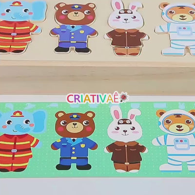 Animal Mix Criativae - 72 Piece Wooden Puzzle Kids Mix and Match