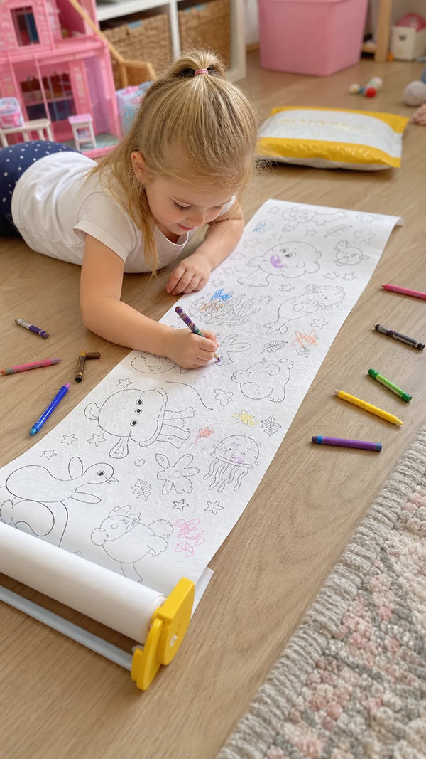 Coloring Roll Criativae - 10 Ft Sticky Coloring Paper Roll with 1000+ Drawings